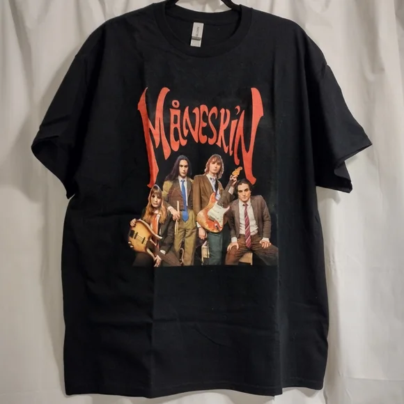 Gildan Black Måneskin Band T-Shirt - Picture 1 of 6